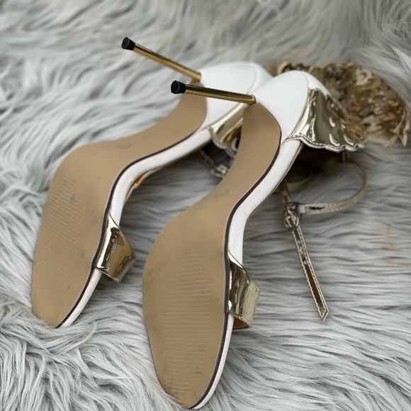 Bai Beiai silver and white butterfly heels women shoes size US 7 UK 37 - Picture 2 of 6